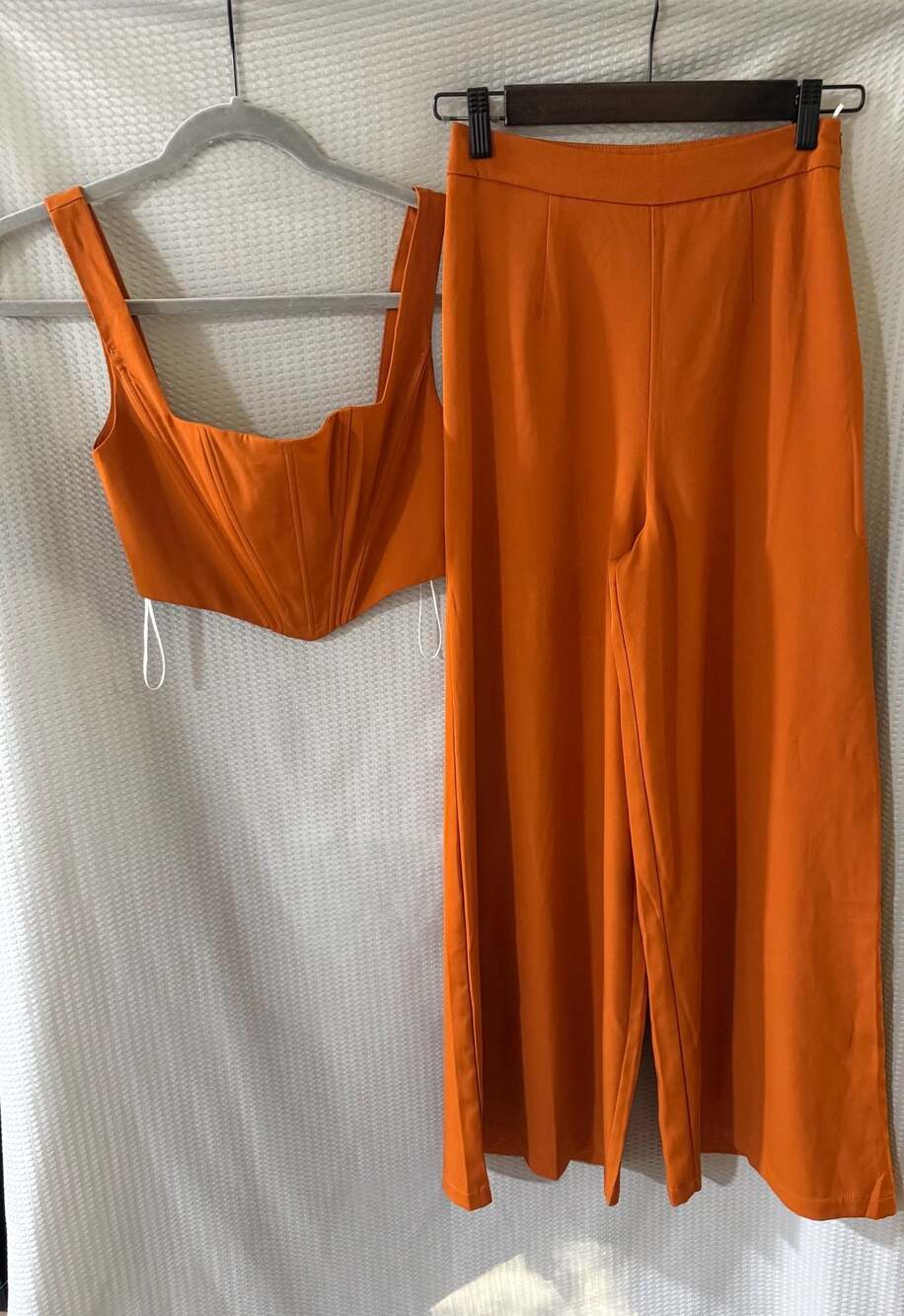 WHOIAM Women's Size 6 Orange Corset Top and Wide Leg Pant Set